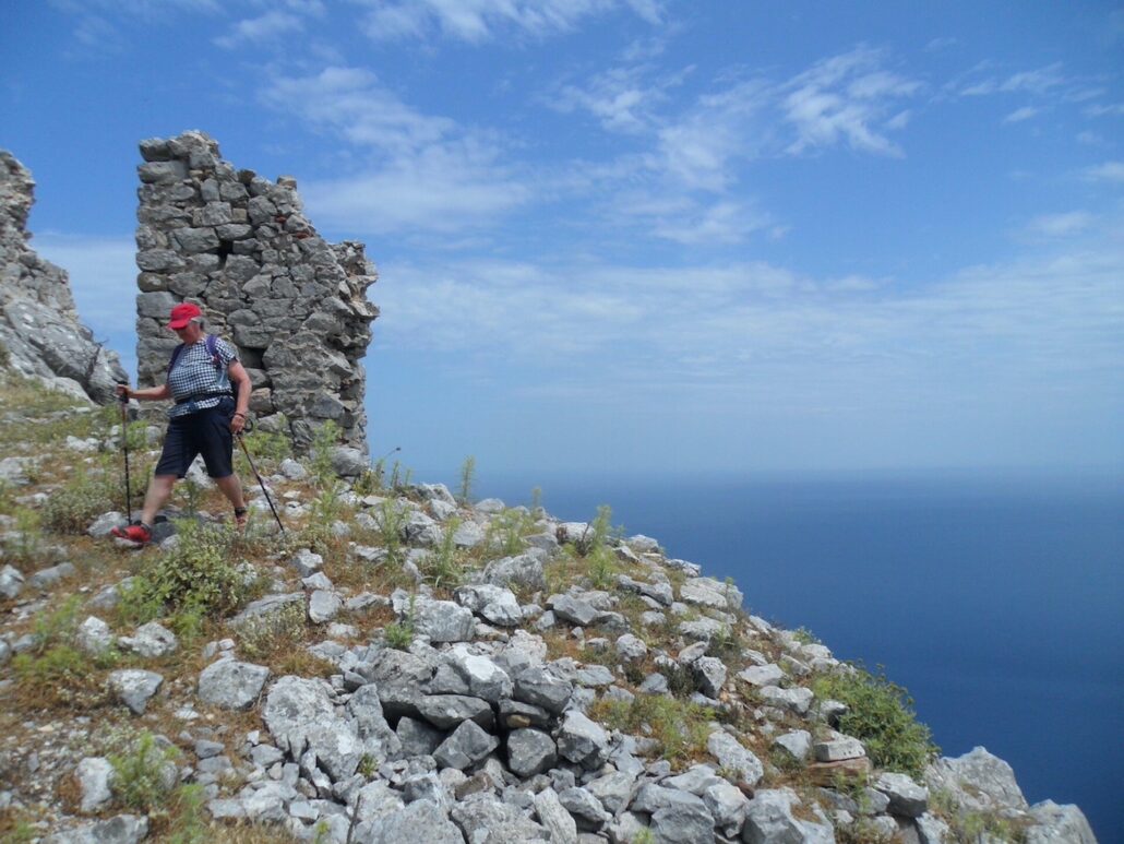 Evia Adventure Tours Tour Hiker Ruins Sea View