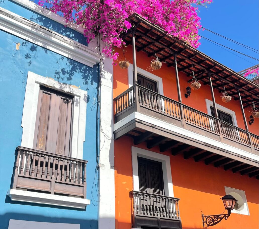Patriatourspuertorico Tour Colorful Buildings Balconies Pink Flowers