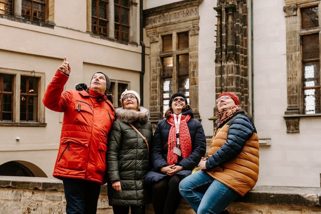 Praguecityadventures Tour Tourists Castle Architecture Winter Clothing