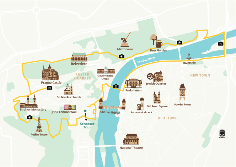 Scroosertour Tour Prague Map Landmarks River