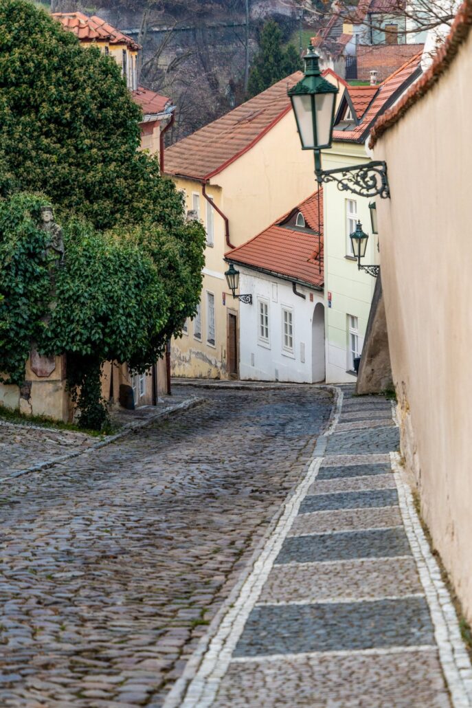 Segwayfun Tour Cobblestone Street Houses Lanterns