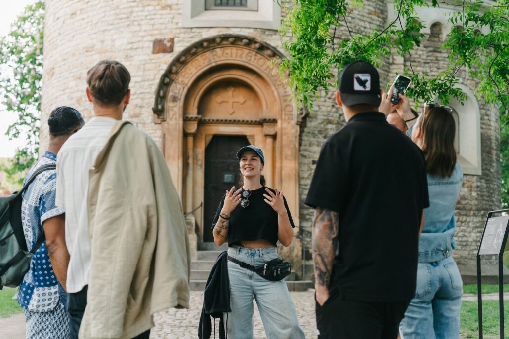 Segwayfun Tour Tour Guide Group Stone Building