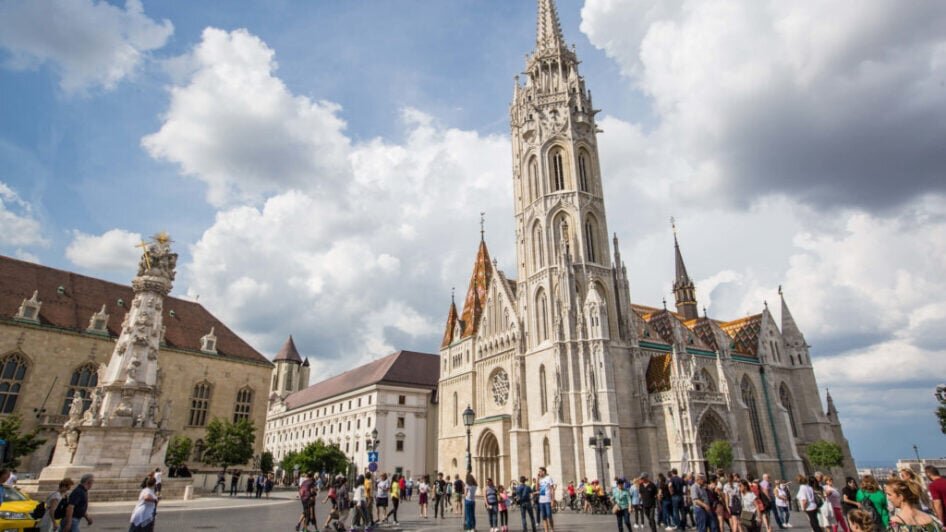 Tastehungary Tour Gothic Church Crowd Clouds 