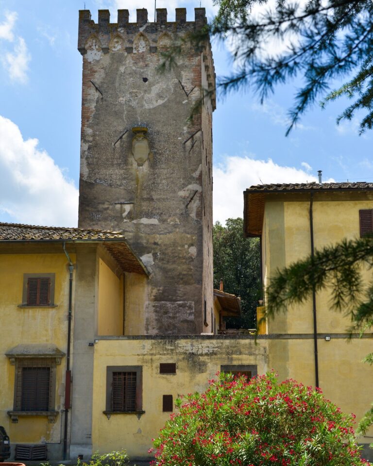Tuscanyexplore Tour Tower Yellow Building Flower Bush